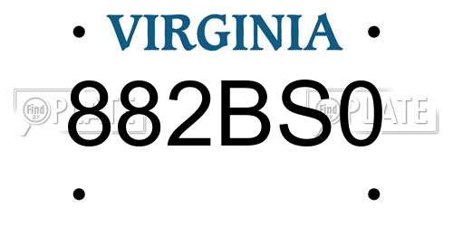 882BS0 Virginia License Plate