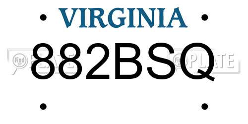 882BSQ Virginia License Plate