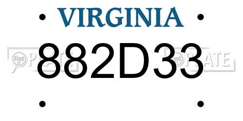 882D33 Virginia License Plate