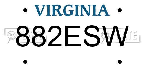 882ESW Virginia License Plate