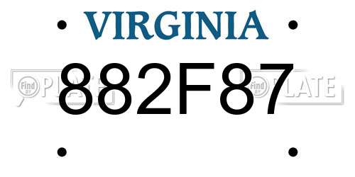 882F87 Virginia License Plate
