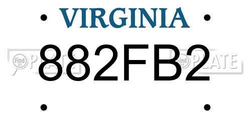882FB2 Virginia License Plate