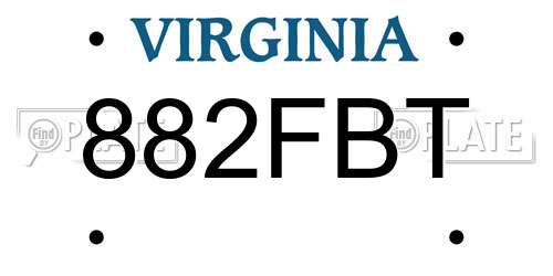 882FBT Virginia License Plate