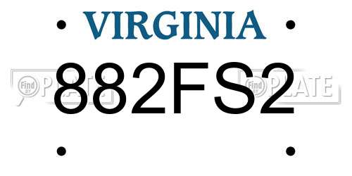 882FS2 Virginia License Plate