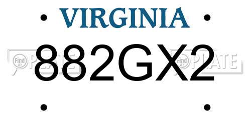 882GX2 Virginia License Plate