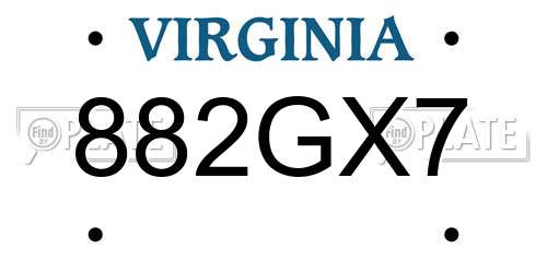 882GX7 Virginia License Plate