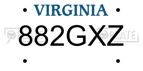 882GXZ Virginia License Plate