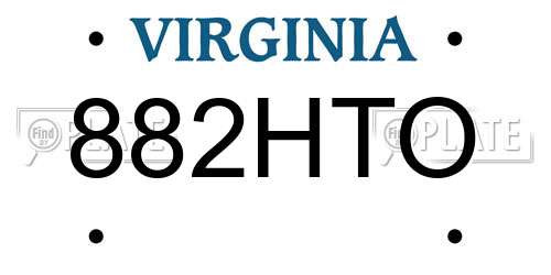 882HTO Virginia License Plate