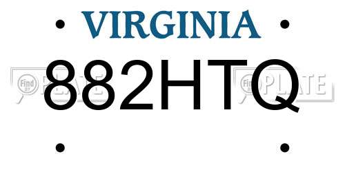 882HTQ Virginia License Plate