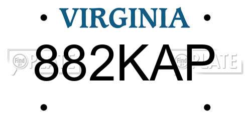 882KAP Virginia License Plate
