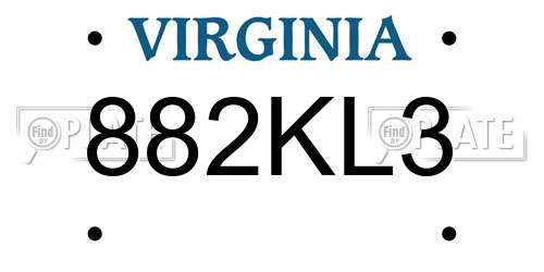882KL3 Virginia License Plate