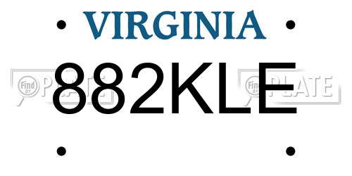 882KLE Virginia License Plate