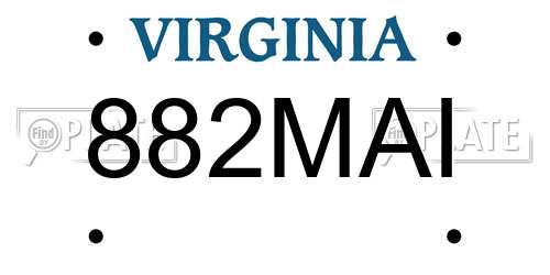 882MAI Virginia License Plate