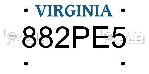 882PE5 Virginia License Plate