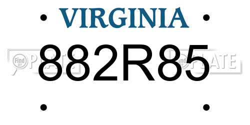 882R85 Virginia License Plate