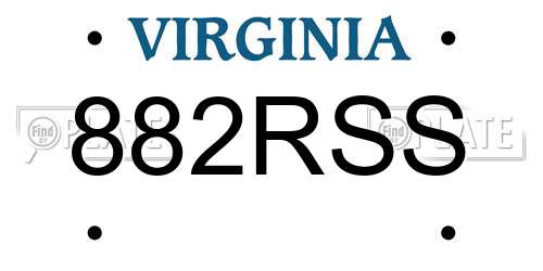 882RSS Virginia License Plate