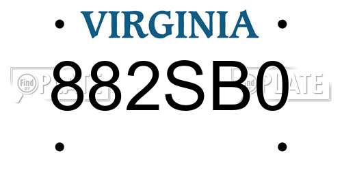 882SB0 Virginia License Plate