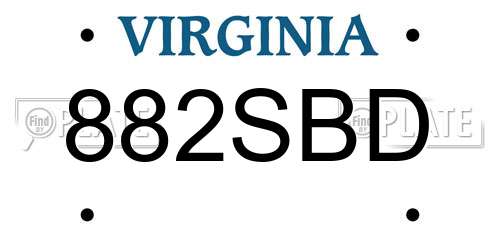 882SBD Virginia License Plate