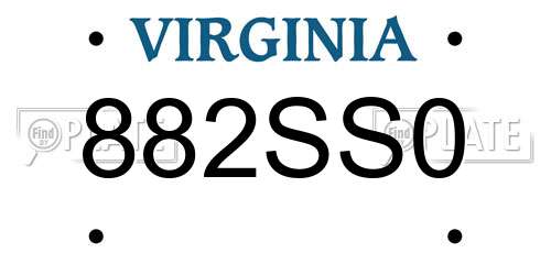 882SS0 Virginia License Plate