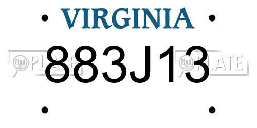 883J13 Virginia License Plate