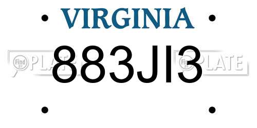 883JI3 Virginia License Plate
