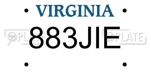 883JIE Virginia License Plate