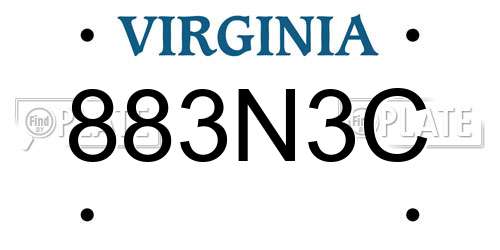 883N3C Virginia License Plate