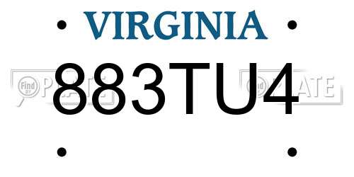 883TU4 Virginia License Plate