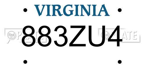 883ZU4 Virginia License Plate