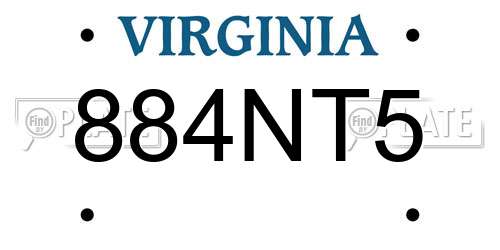 884NT5 Virginia License Plate