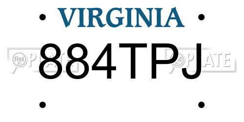 884TPJ Virginia License Plate
