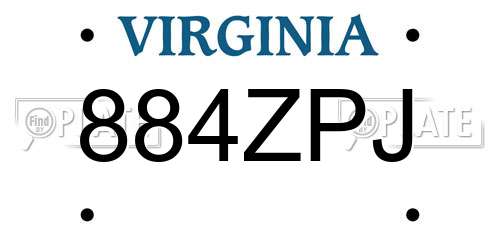 884ZPJ Virginia License Plate