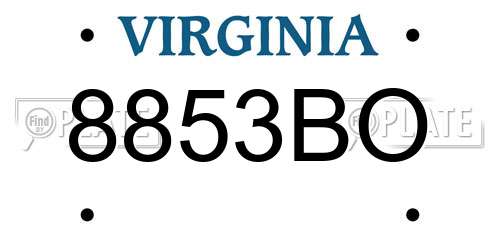 8853BO Virginia License Plate