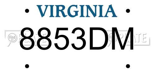 8853DM Virginia License Plate