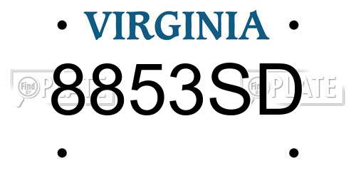 8853SD Virginia License Plate