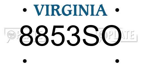 8853SO Virginia License Plate