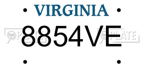 8854VE Virginia License Plate