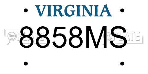 8858MS Virginia License Plate