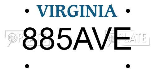 885AVE Virginia License Plate