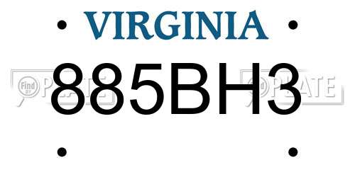 885BH3 Virginia License Plate