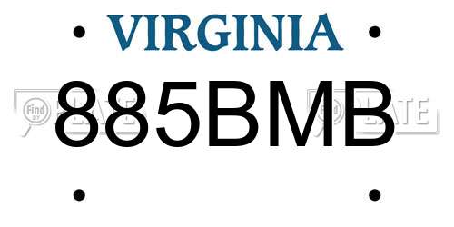 885BMB Virginia License Plate