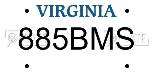 885BMS Virginia License Plate