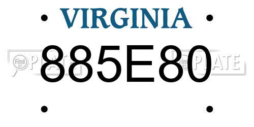 885E80 Virginia License Plate