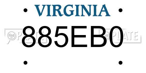 885EB0 Virginia License Plate
