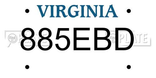 885EBD Virginia License Plate