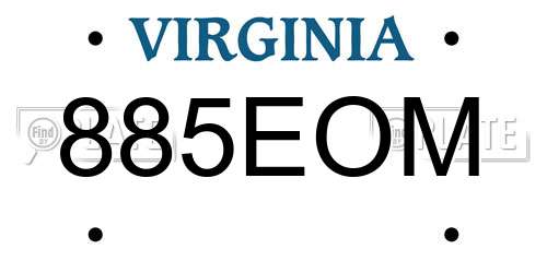 885EOM Virginia License Plate
