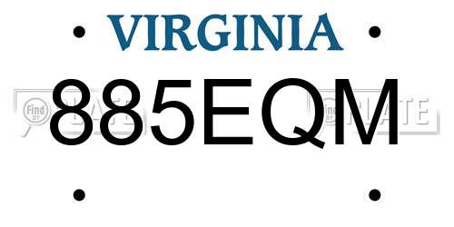 885EQM Virginia License Plate
