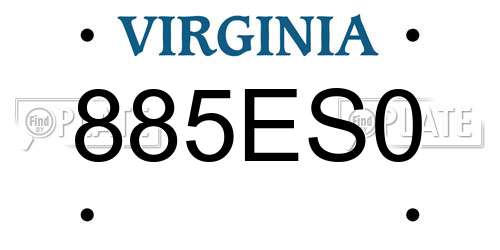 885ES0 Virginia License Plate
