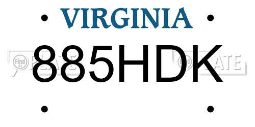 885HDK Virginia License Plate