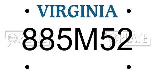 885M52 Virginia License Plate